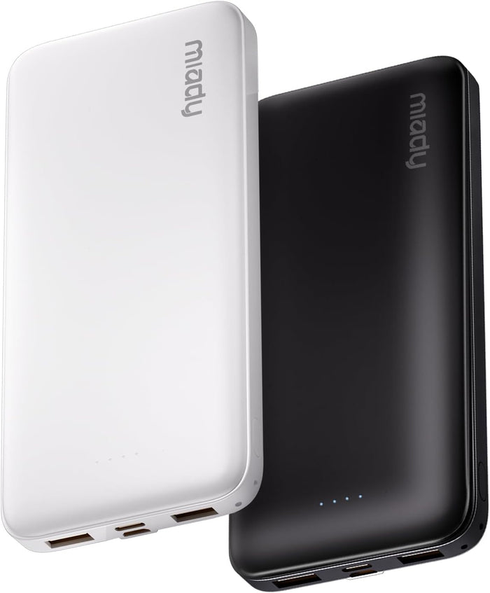 Miady 2-Pack Portable Charger, Slim 10000mAh Power Bank Travel Battery Pack