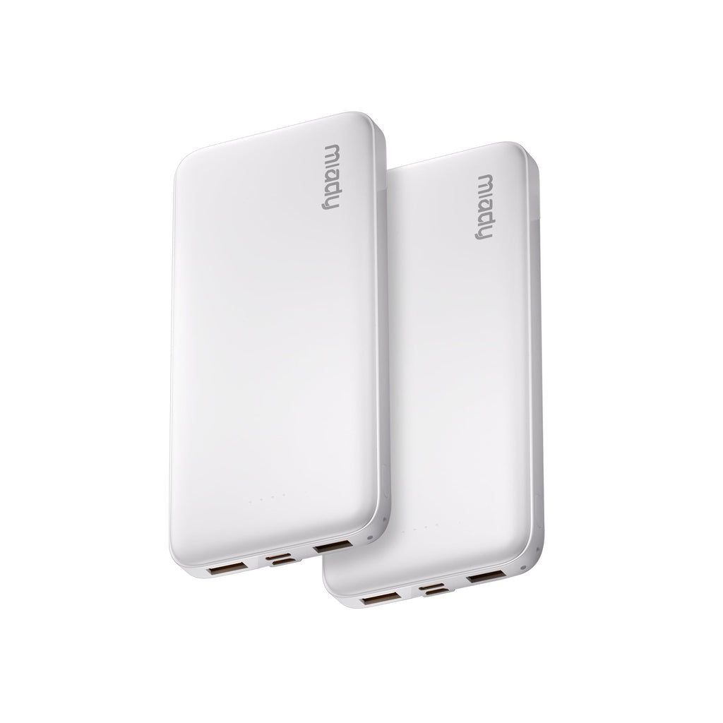 Miady 2-Pack Portable Charger, Slim 10000mAh Power Bank Travel Battery Pack