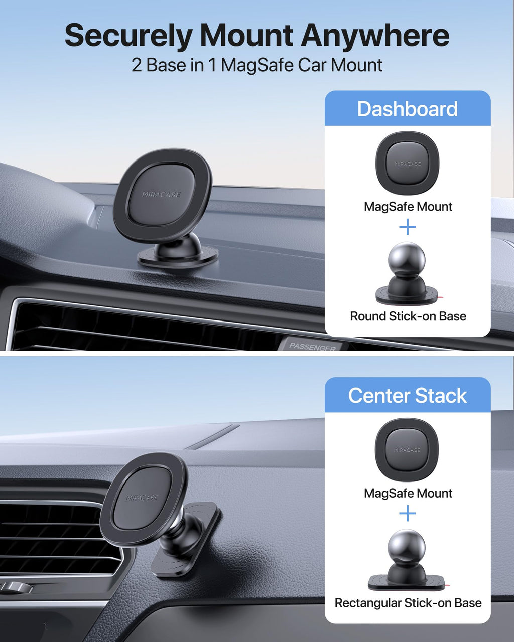 Miracase Phone Holders for Your Car with Metal Hook Clip, Air Vent Cell Phone Stand Car Mount, Universal Automobile Cradle for Garmin GPS Fit iPhone Android and All Smartphones, Dark Black
