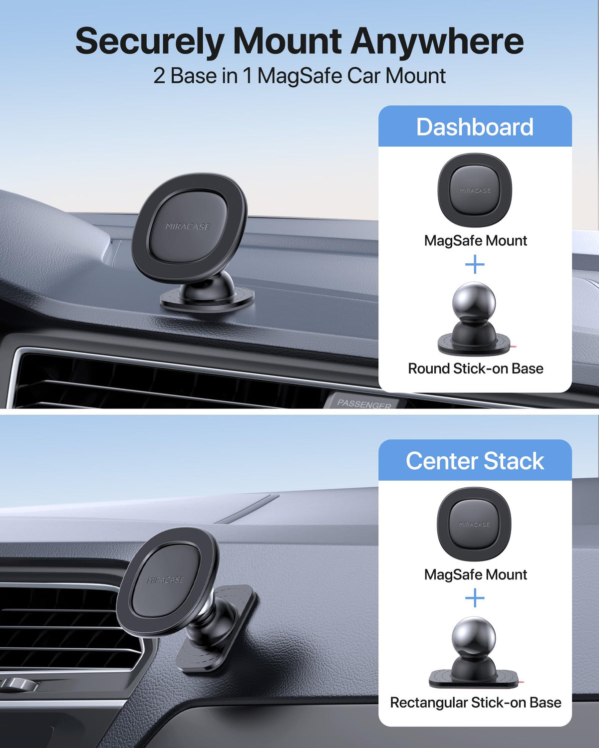 Miracase Phone Holders for Your Car with Metal Hook Clip, Air Vent Cell Phone Stand Car Mount, Universal Automobile Cradle for Garmin GPS Fit iPhone Android and All Smartphones, Dark Black