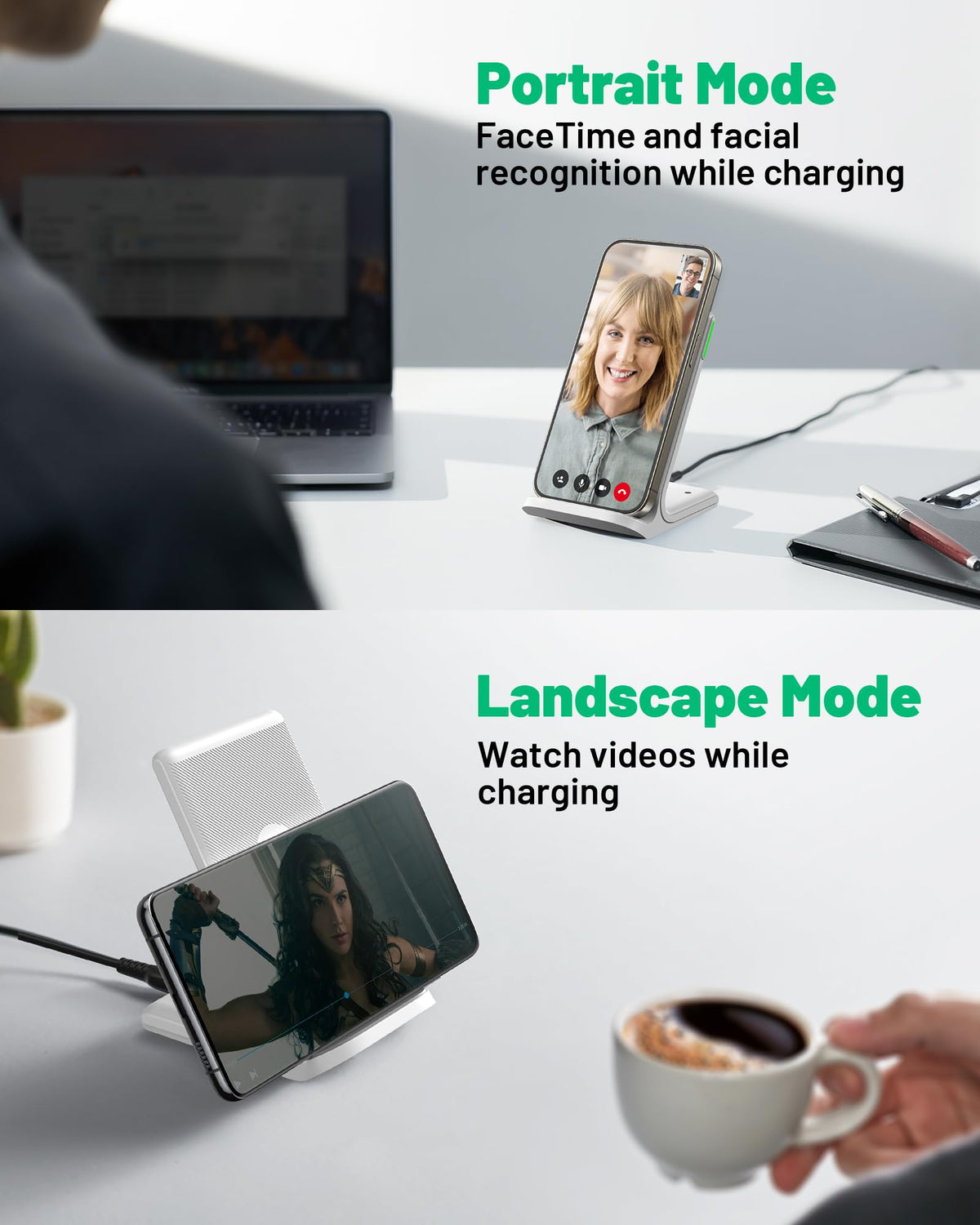 INIU Wireless Charger, 15W Fast Wireless Charging Phone Station with LED