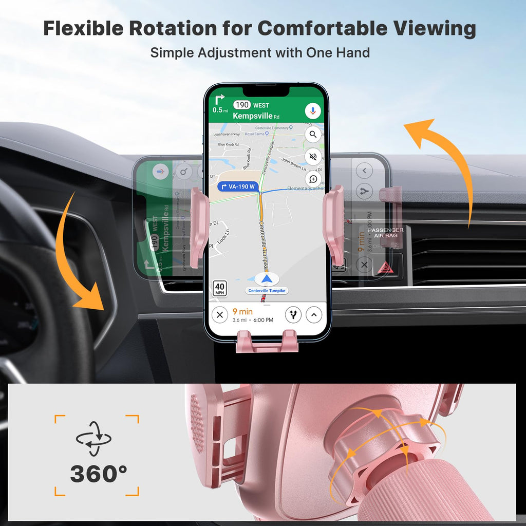 Miracase Phone Holders for Your Car with Metal Hook Clip, Air Vent Cell Phone Stand Car Mount, Universal Automobile Cradle for Garmin GPS Fit iPhone Android and All Smartphones, Dark Black