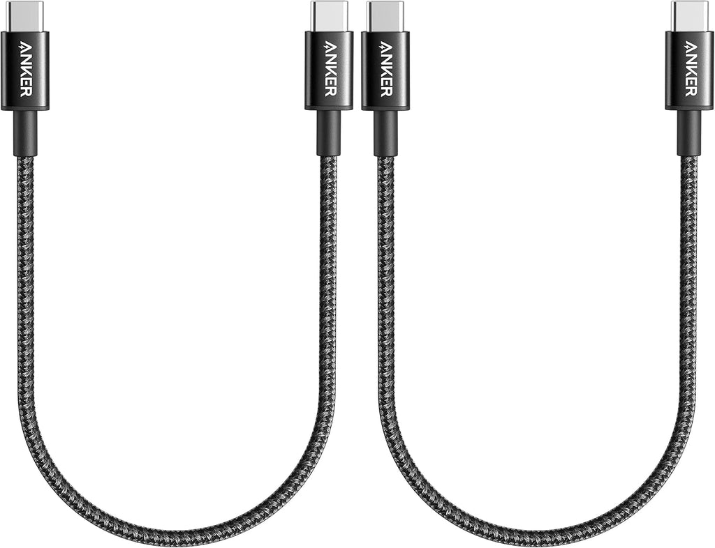 Anker USB C to USB C Cable, 60W Fast Charging Cable (2-Pack, 6 ft, Black)