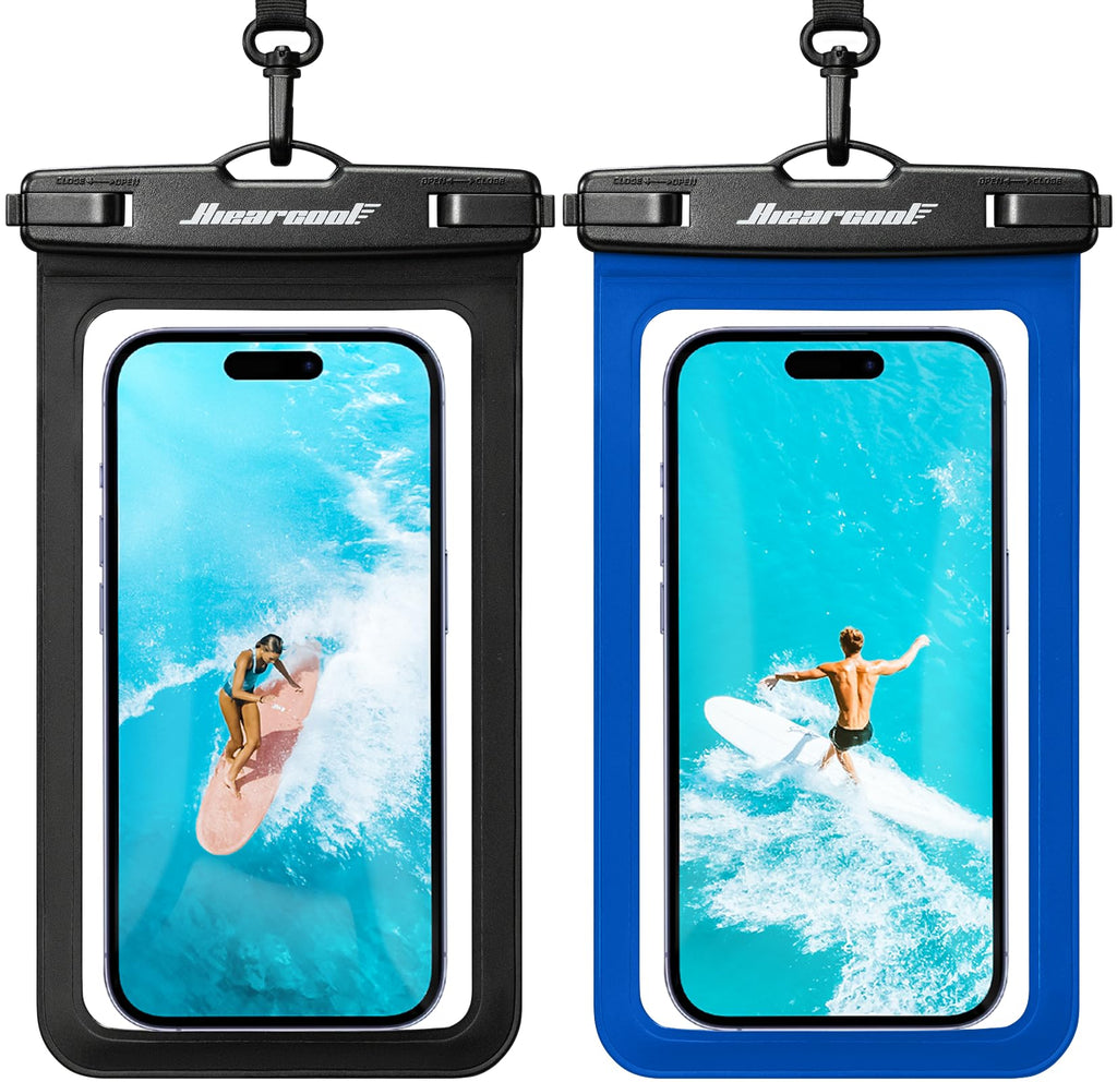 Hiearcool Waterproof Phone Pouch, Waterproof Phone Case, Black&Green 2-Pack