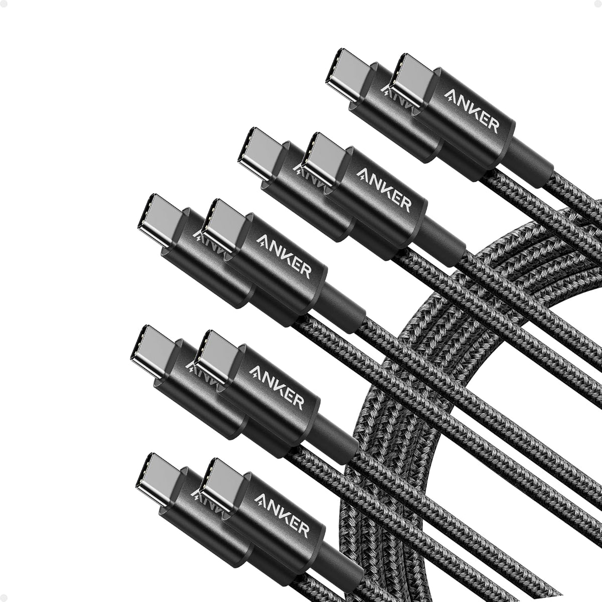 Anker USB C to USB C Cable, 60W Fast Charging Cable (2-Pack, 6 ft, Black)