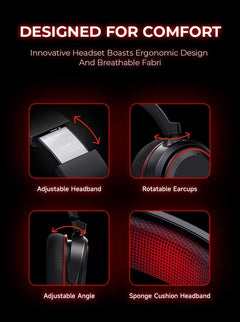 Wireless Gaming Headset Surround Sound RGB Mic