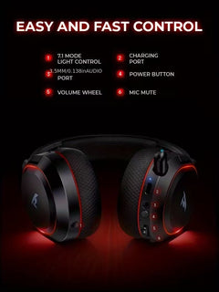 Wireless Gaming Headset Surround Sound RGB Mic
