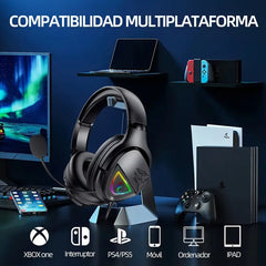 Gaming Headset with LED Light & Stereo Bass Mic