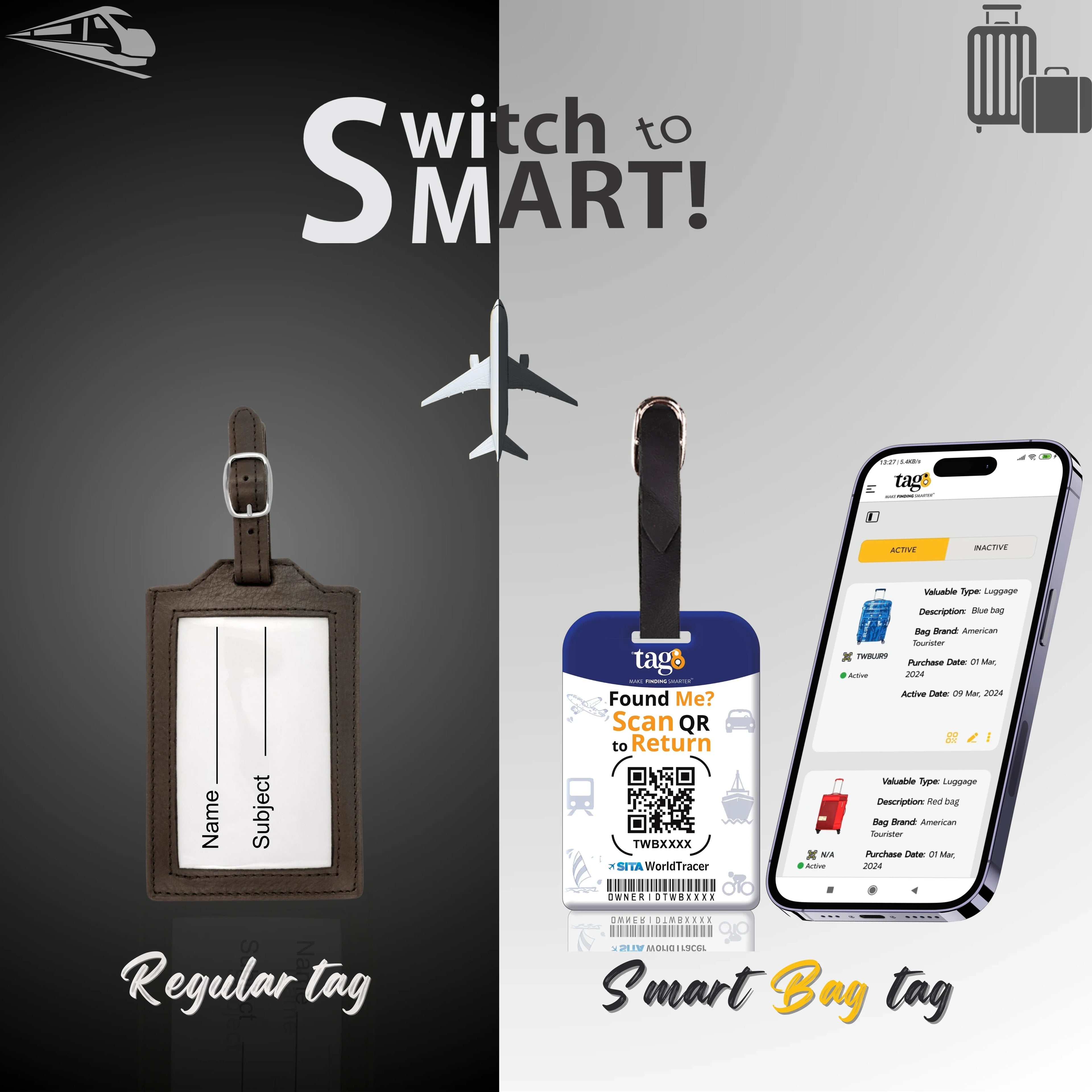 Smart Bag Security Tag - Norway Flag [Pack 2]