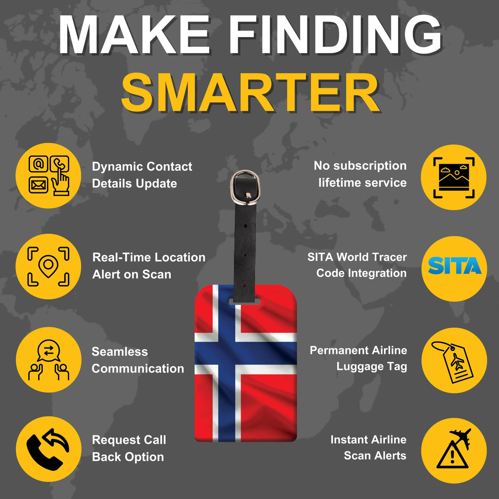 Smart Bag Security Tag - Norway Flag [Pack 2]