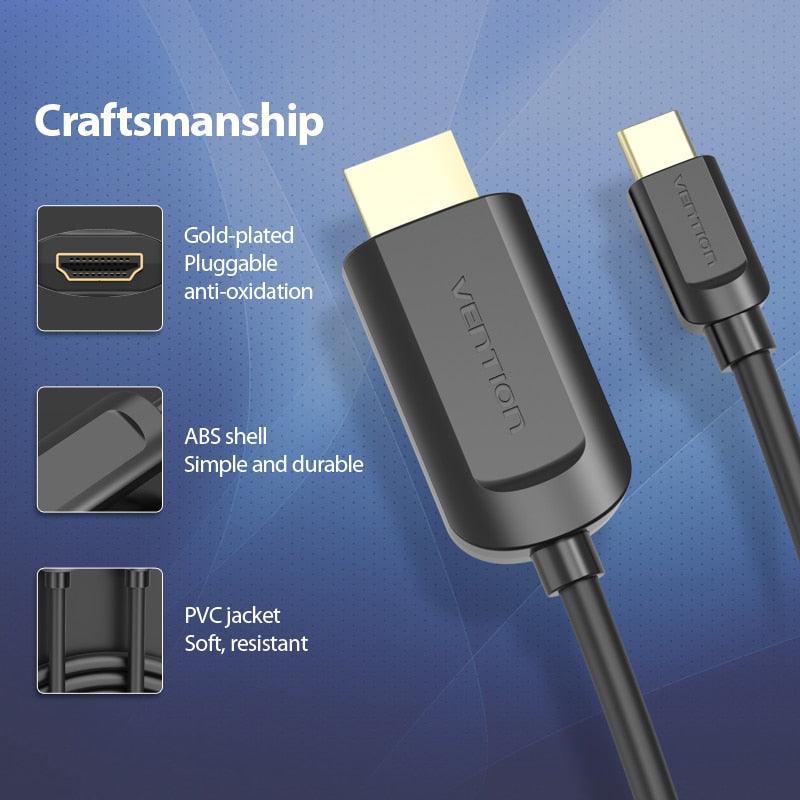 USB-C to HDMI Cable 4K – Gold Plated, for Laptop & Phone