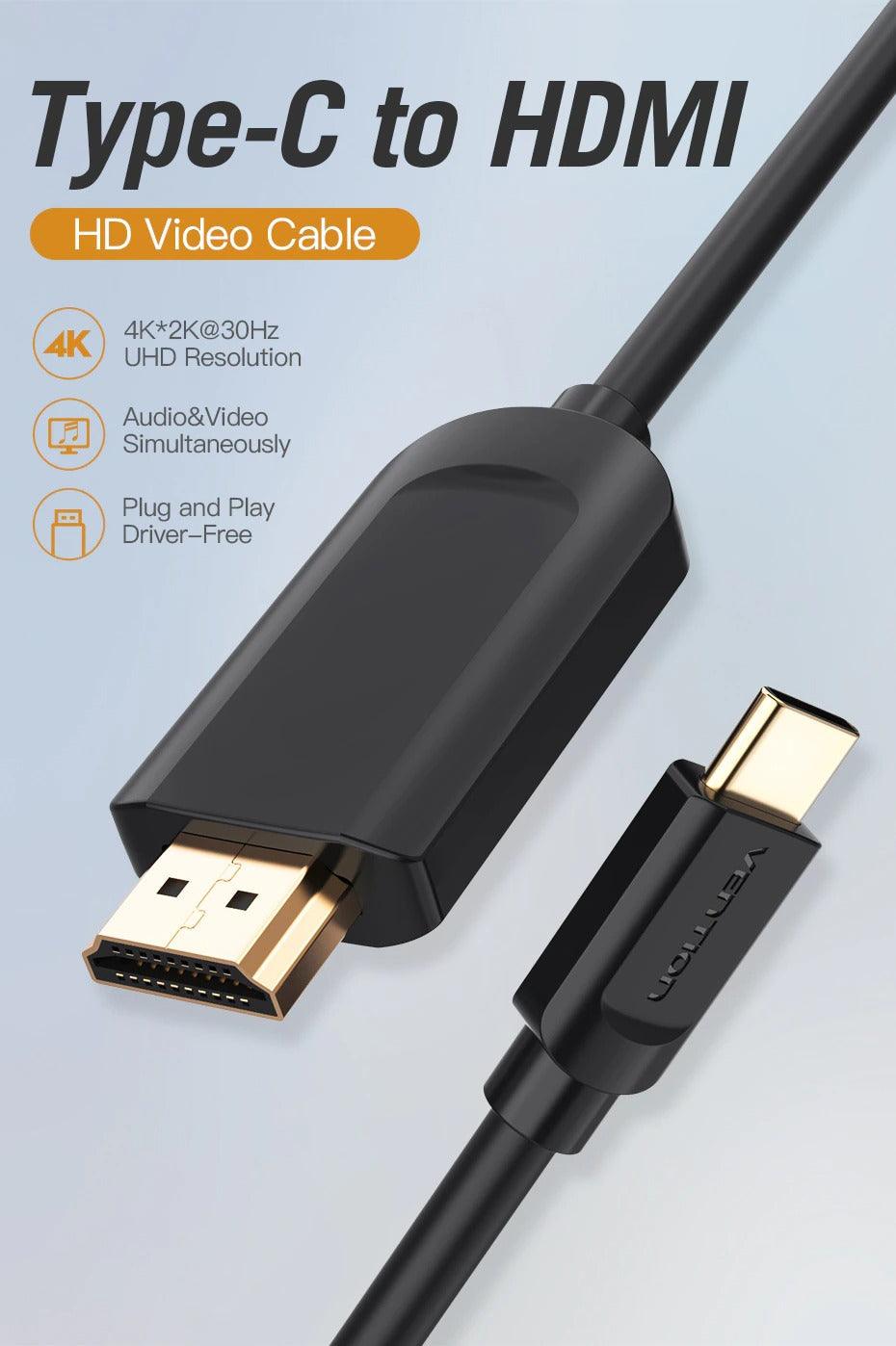 USB-C to HDMI Cable 4K – Gold Plated, for Laptop & Phone